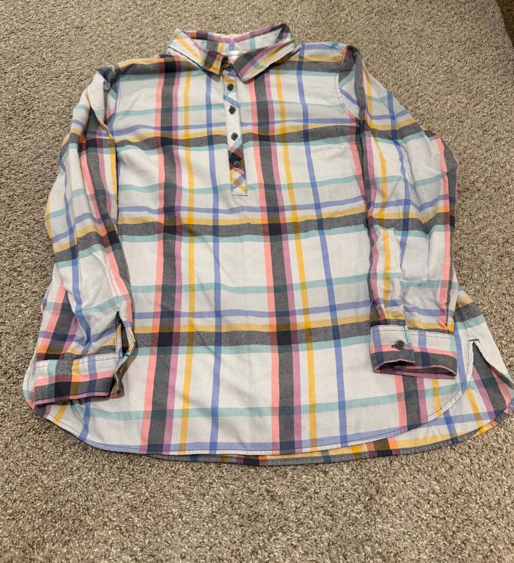 Christopher & Banks Women's Plaid Long Sleeve Button Front Shirt XL